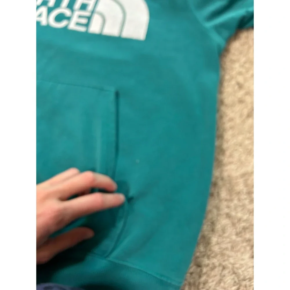 The North Face Mens Pullover Hoodie Teal Hiking Outdoors Sweatshirt Gorpcore M